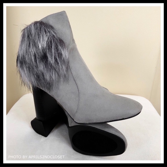 ANKLE BOOTIES GREY SUEDE HIGH HEEL ANKLE BOOTS A3C - Picture 6 of 8